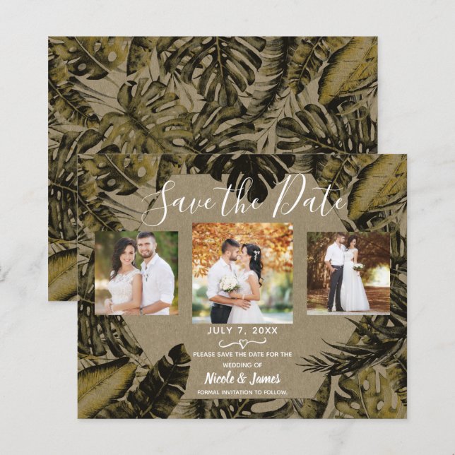 Kraft Palm Tropical Feuilles mariage Enregistrer l (Devant / Derrière)