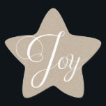 Kraft Paper Christmas Joliday Stickers<br><div class="desc">Weihnachtsaufkleber mit natürlichem,  einfachem Look,  mit einem Kraftpapier-Look Hintergrund mit weißem Text,  der "Joy" lautet! Wir haben das gleiche vereinfachende Design auf Karten,  Porto-Briefmarke und Rücksendeadressen-Aufklebern!</div>
