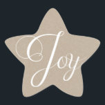 Kraft Paper Christmas Joliday Stickers<br><div class="desc">Weihnachtsaufkleber mit natürlichem,  einfachem Look,  mit einem Kraftpapier-Look Hintergrund mit weißem Text,  der "Joy" lautet! Wir haben das gleiche vereinfachende Design auf Karten,  Porto-Briefmarke und Rücksendeadressen-Aufklebern!</div>