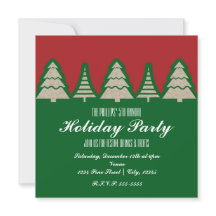 Kraft Paper Christmas Tree Rot & Green Einladungen
