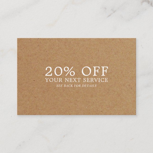 Kraft Paper Effect - Discount-Gutschein Rabattkarte (Vorderseite)