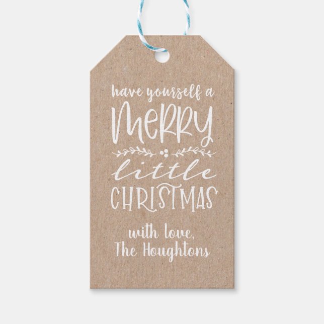 Kraft Paper Frohe Weihnachts-Geschenktasten Geschenkanhänger (Vorderseite)
