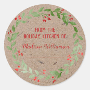 Kraft Paper Holiday Kitchen Canning   Eigenart Runder Aufkleber