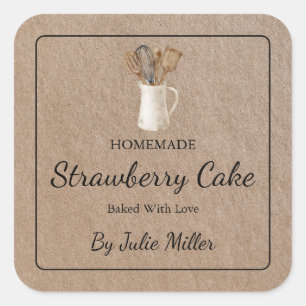 Kraft Paper Homemed Backen Cooking Square Label Quadratischer Aufkleber