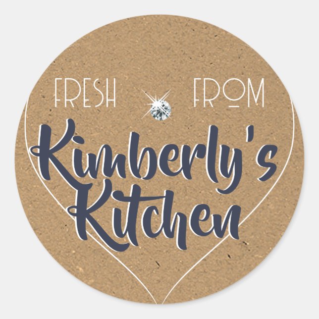 Kraft Paper Navy Blue Kristall Cupcake Label Runder Aufkleber (Vorderseite)