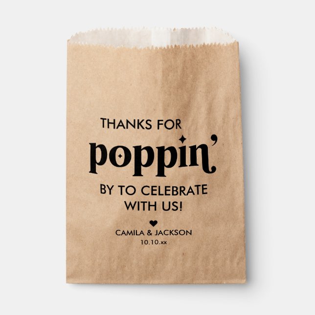 Kraft Paper Popcorn Wedding Geschenktütchen (Vorderseite)