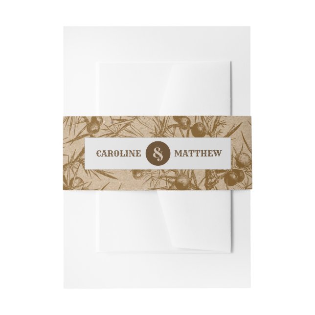 Kraft Paper Rustic Botanical Wedding Einladungsbanderole (Vorderseite Beispiel)
