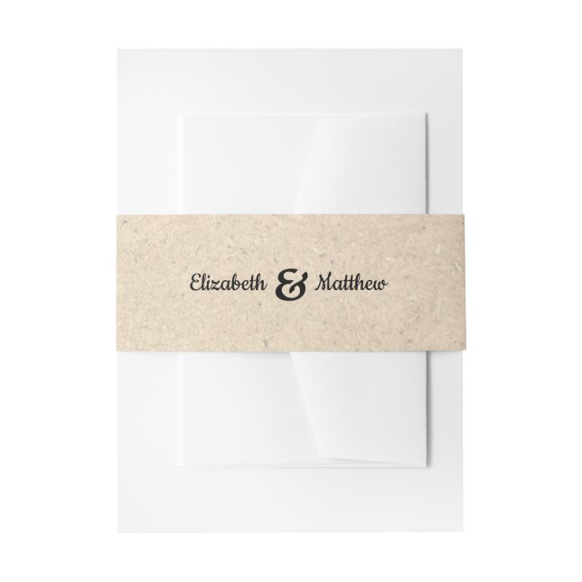 Kraft Paper Rustic Wedding Einladung Bündchen Band (Vorderseite Beispiel)