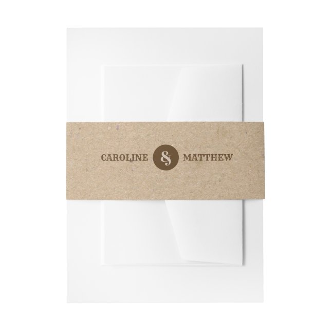 Kraft Paper Rustic Wedding Einladung Bündchen Band (Vorderseite Beispiel)