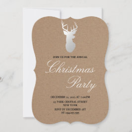 Kraft Paper Silver Antler Rustikales Weihnachtsfes Einladung