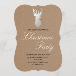 Kraft Paper Silver Antler Rustikales Weihnachtsfes Einladung