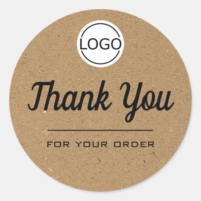 Kraft Paper Style Einfach Minimalistisch Dankeschö Runder Aufkleber (Vorderseite)