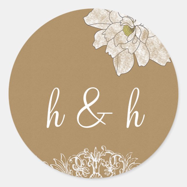 Kraft Paper Wedding : Siegel Runder Aufkleber (Vorderseite)