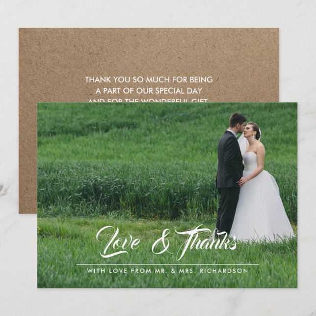 Kraft Paper Wedding Vielen Dank Foto Card Dankeskarte (Vorne/Hinten)