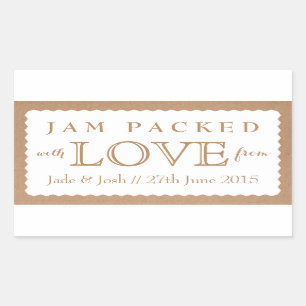 Kraft Paper White Gastgeschenk Hochzeit Jam Jar St Rechteckiger Aufkleber