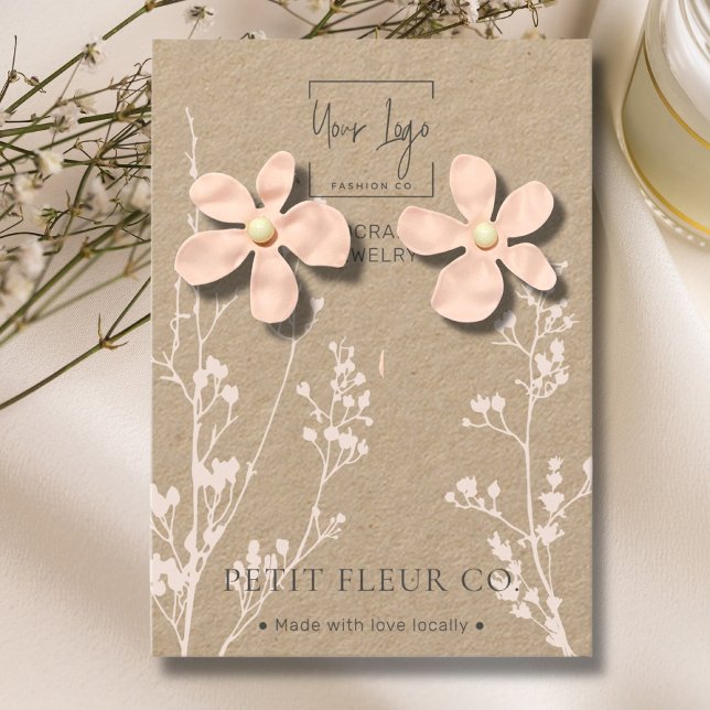 Kraft Paper Wildblumen QR Juwelieranzeigekarte Telefonnummerkarte (Von Creator hochgeladen)