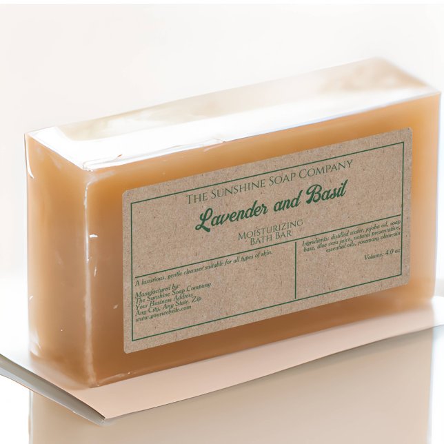 Kraft-Papier-Stil mit grünem Text-Kosmetikmarke (Von Creator hochgeladen)