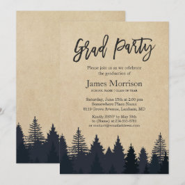 Kraft Pine Tree Forest Graduate Graduate Party Einladung