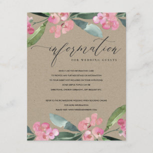 KRAFT PINK CHRIST THORN BLOOM WEDING INFORMATION BEGLEITKARTE