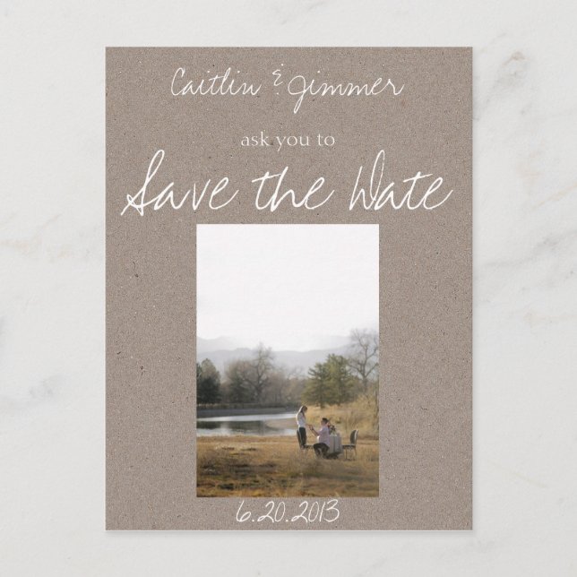 Kraft Postkarte Save the Date (Vorderseite)