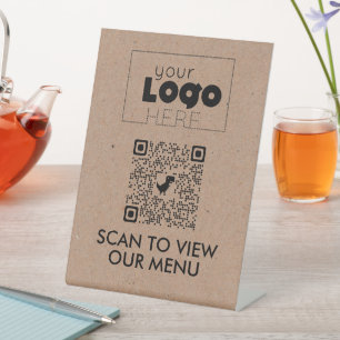 Kraft QR Code No Contact Scan for Menu Table Signe