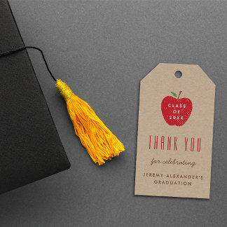 Kraft Red Apple Graduation Party Favor Gift Tag Geschenkanhänger