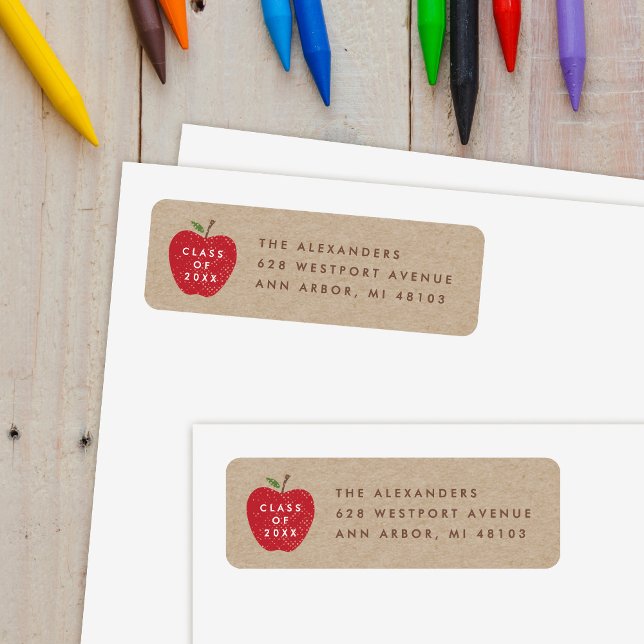 Kraft Red Apple Preschool Graduation Address Label (Von Creator hochgeladen)