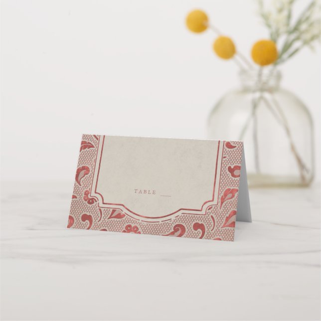 Kraft red Lace rustikale Country Hochzeit Platzkar Platzkarte (Vorderseite)