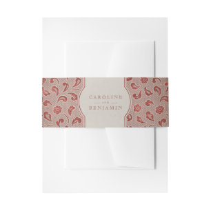 Kraft red Lace rustikale Landhochzeit Einladungsbanderole
