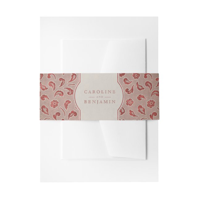 Kraft red Lace rustikale Landhochzeit Einladungsbanderole (Vorderseite Beispiel)
