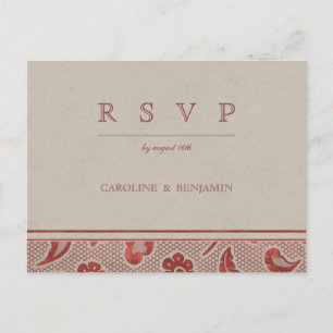 Kraft red Lace rustikale Landhochzeit UAWG Einladungspostkarte