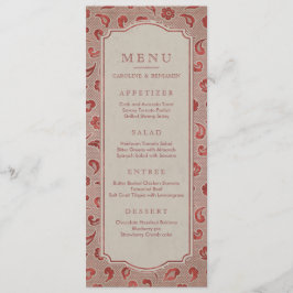 Kraft red Lace rustikales Hochzeitmenü Menükarte