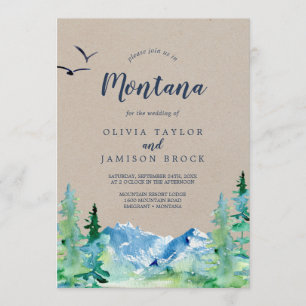Kraft Rocky Mountain Montana Hochzeit in Urlaubsor Einladung