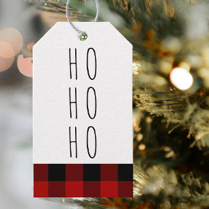 Kraft Rot Buffalo Kariert & Ho Ho Ho Weihnachten Geschenkanhänger