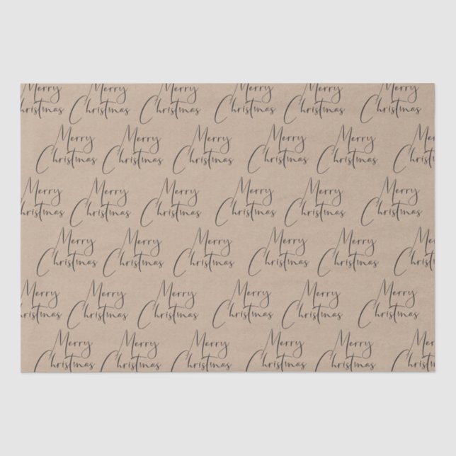 Kraft Rustic Frohe Weihnachtsschrift Seidenpapier (Vorderseite)