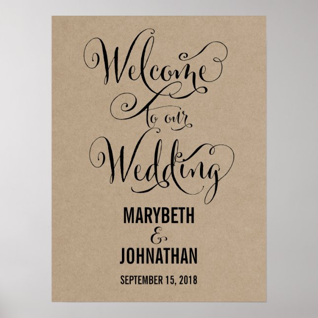 Kraft Rustic Modern We Do Mariage Welcome Poster (Devant)