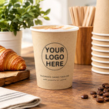 Kraft Rustic Paper Cups l Geschäftslogo & Text