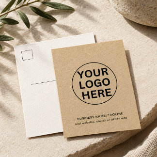 Kraft Rustic Postkarte l Gebrandetes Firmenlogo