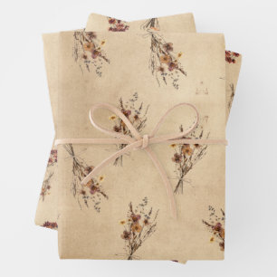 Kraft Rustic Press Paper Blume Geschenkpapier Set