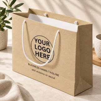 Kraft Rustic-Taschen l Werbe-Logo-Text für Unterne Große Geschenktüte