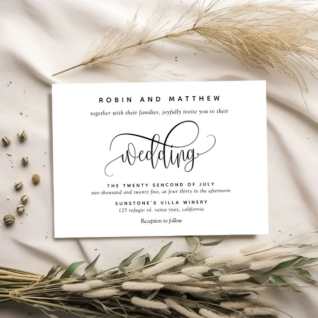 Kraft, rustikal, modern, elegante Script Wedding Einladung (Von Creator hochgeladen)