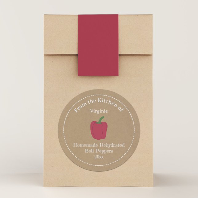 Kraft Rustikale dehydrierte Glockenbläser-Paprikas Runder Aufkleber (Kraft Rustic Dehydrated Bell Peppers Label Sticker)