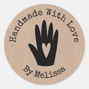 Kraft Rustikale Handarbeit mit Liebe Runder Aufkleber