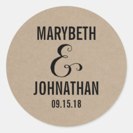 Kraft rustikale Moderne wir schreiben Hochzeitskle Runder Aufkleber