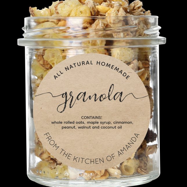 Kraft rustique Étiquette Granola fait maison (Créateur téléchargé)