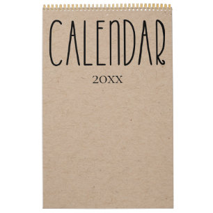 Kraft rustique moderne avec calendrier noir