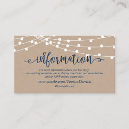 Kraft-Saitenleuchten, Navy Blue, Hochzeitdetails Begleitkarte