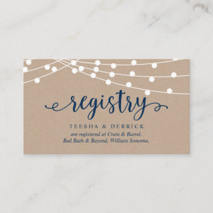 Kraft-Saitenleuchten, Navy Blue, Wedding Registry Begleitkarte