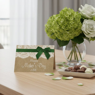 Kraft, Spitzen und Grüner Tag der Mutter glücklich Karte