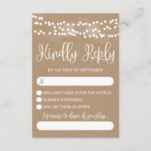 Kraft-Spitzen- und Lichterketten RSVP-Hochzeit